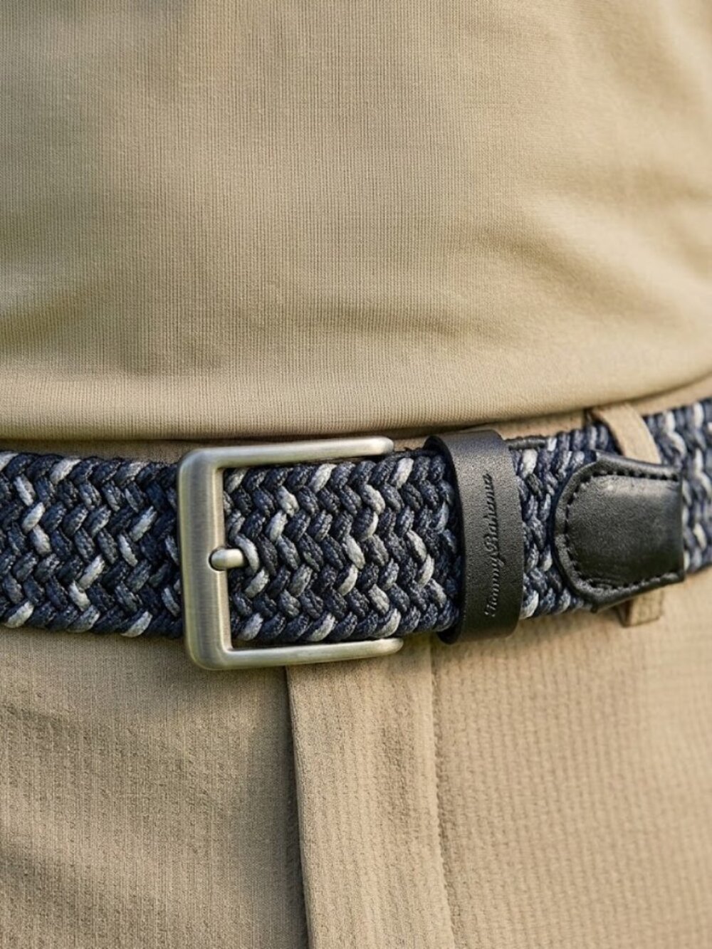Tommy Bahama Men's Webbed Stretchy(2') Square Buckle Casual Belt Size L $80